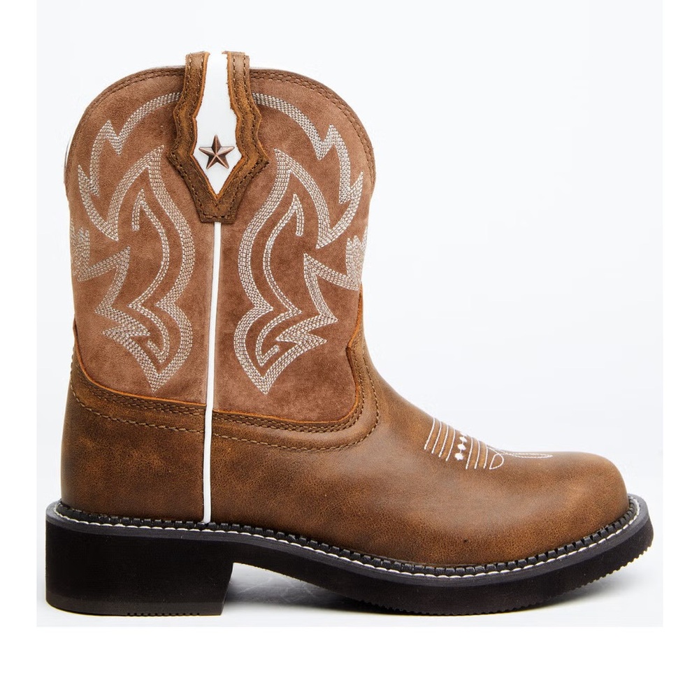 Shyanne Fillies‎ Marigold Brown Leather Round Toe Western Boots Womens Size 10 B